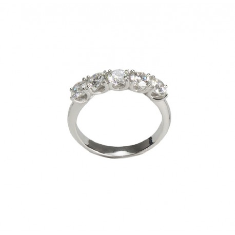 Ring 5 Diamonds ct. 1,00 & White Gold 18kt ref. AN398F