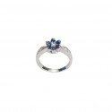 Flower Ring sapphires & Diamonds ct. 0,33 & White Gold 18kt ref. AN405Z