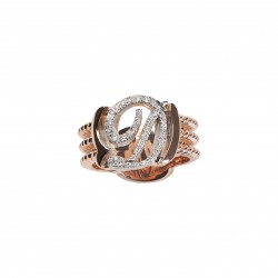 Initial Ring "D" with Diamonds ct. 0,20 & gold 9kt