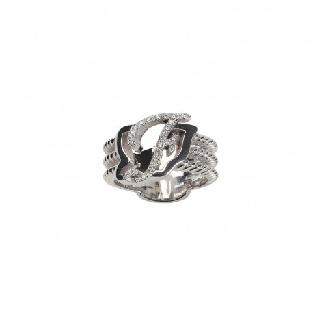 Initial Ring "D" with Diamonds ct. 0,20 & gold 9kt