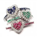 Heart Ring gold 18k with Diamonds & Emeralds, Rubins, Sapphires