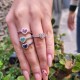 Heart Ring gold 18k with Diamonds & Emeralds, Rubins, Sapphires
