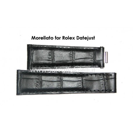 MORELLATO for ROLEX Datejust Black leather strap 20mm alligator pattern