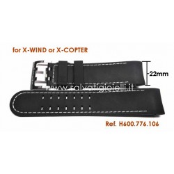 HAMILTON black rubber strap X-WIND H600.776.106 ref. H600776106 for H776160