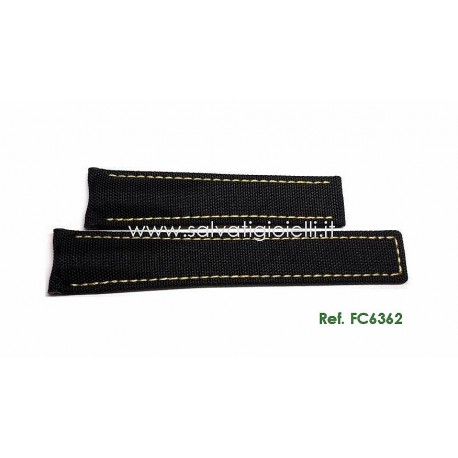 TAG HEUER black textile fabric strap yellow sewing AQUARACER 20,50 mm ref. FC6362 for ref. WAY211A