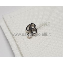 Obsigno gemelli iniziali argento 925 e onice - lettera B