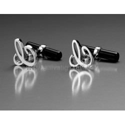 Obsigno cufflinks initial silver 925 & onyx  - letter C