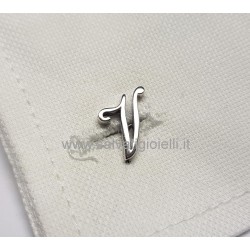 Obsigno cufflinks initial silver 925 & onyx  - letter V