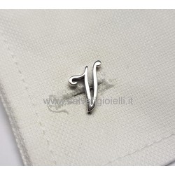 Obsigno gemelli iniziali argento 925 e onice - lettera V