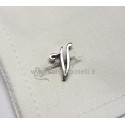 Obsigno cufflinks initial silver 925 & onyx  - letter V
