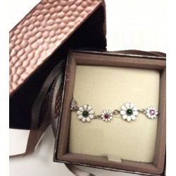 bracelet daisies silver enamel HANDMADE *DB201